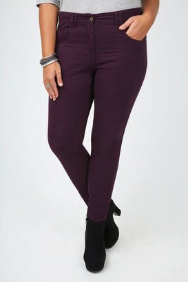 Yours Clothing Aubergine Coloured Twill Straight Leg Jean