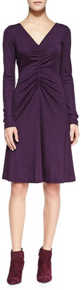 Diane von Furstenberg Long-Sleeve Ruched A-line Dress