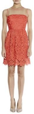 Darling Red brick Sienna Sheer and Lace Dress