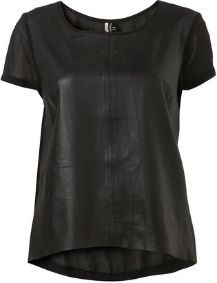 Topshop Leather Front Tee