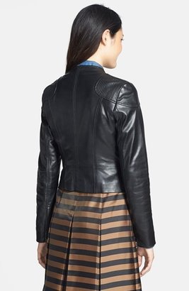 Halogen Zip Detail Leather Jacket