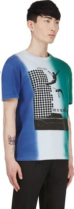 Raf Simons Blue & Green Graphic Short Sleeve Sweatshirt