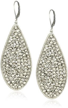 Dana Kellin Sparking Silver Pyrite Large Teardrop Earrings