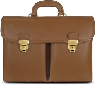 L.a.p.a. Men's Front-pocket Tan Brown Italian Leather Briefcase
