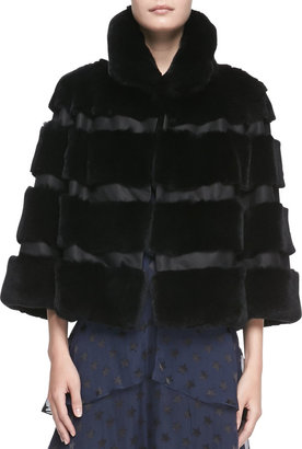 Diane von Furstenberg Loretta Cropped Banded Fur Jacket