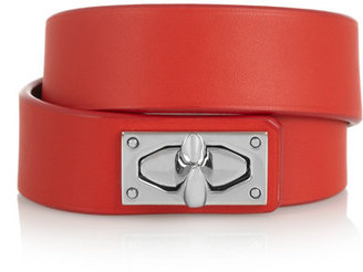 Givenchy Shark Lock Bracelet In Leather And Palladium-tone Brass - Red