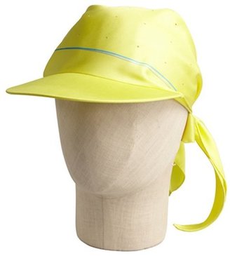 Hermes yellow silk cap with scarf
