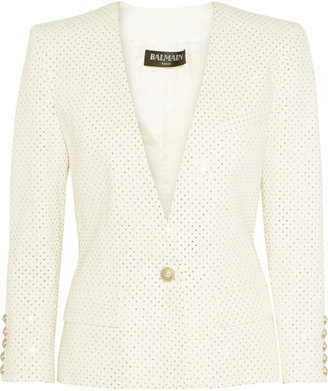 Balmain Embellished cotton-blend blazer
