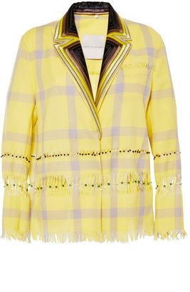 Marco De Vincenzo Extrafine Checked Wool Embroidered Jacket In Tartan