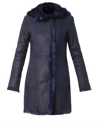 Drome Hooded navy shearling coat