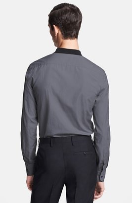 Lanvin Cotton Shirt with Contrast Knit Collar