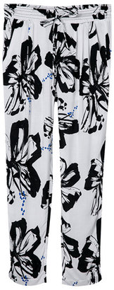 ChicNova Flower Print Drawstring Waist White Pants