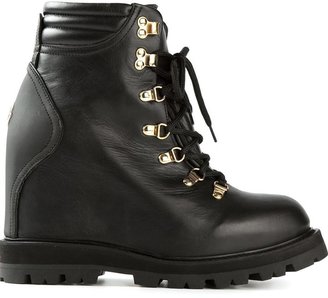 Moncler concealed wedge lace-up boots