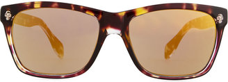 Alexander McQueen Havana & Golden Rectangle Sunglasses, Brown
