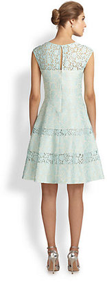 Kay Unger Bonded Lace Flared Dress