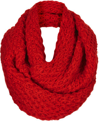 Topshop Red cosy knitted snood with diamond stitch detail. 100% acrylic. machine washable.