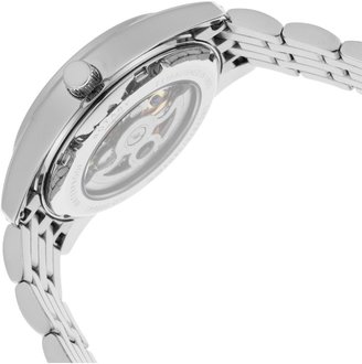 Rotary Men's Silver-Tone Steel Silver-Tone and Black Skeletonized Dial
