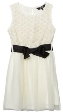 Star by Julien Macdonald Designer girls off white embroidered mesh prom dress