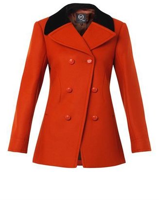 McQ Velvet-collar wool-blend pea coat
