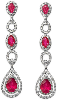 Macy's Ruby (2-1/2 ct. t.w.) and Diamond (1/2 ct. t.w.) Earrings in 14k Gold