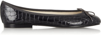 French Sole India croc-effect patent-leather ballet flats