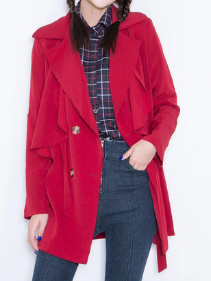Choies Red Double-breasted Belted Trench Coat