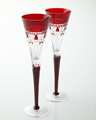 Waterford Two Times Square Red Cased Flutes