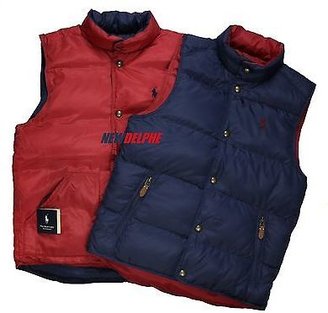 Polo Ralph Lauren NWT Men Pony Reversible Puffer Down Vest Jacket AVTR Navy/ Red