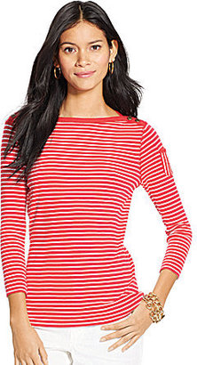 Lauren Ralph Lauren Striped Buttoned-Shoulder Cotton Shirt