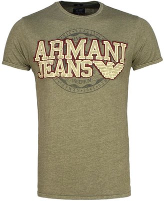 Armani Jeans Green 3D Logo Crew Neck T-Shirt