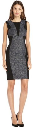 Yoana Baraschi midnight and gold stretch woven and tweed dress