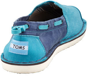 Toms Bimini Colorblock Boat Shoe, Turquoise/Navy