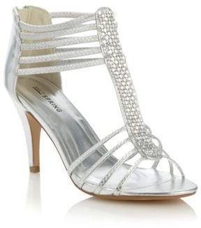 Call it SPRING Silver 'Handlesman' strap heeled sandals