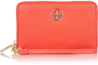 Tory Burch Robinson textured-leather wristlet clutch