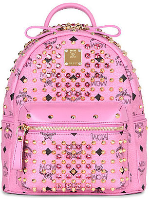 MCM Visetos crystal leather backpack Pink