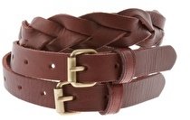 ASOS Leather Plaited Double Buckle Belt - Red