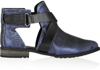 Tibi Gail metallic textured-leather ankle boots