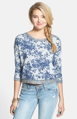 Lush Colorblock Floral Print Sweatshirt (Juniors)