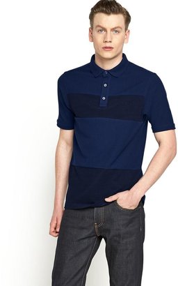 Fred Perry Oxford Colour Block Mens Polo Shirt - Medieval Blue