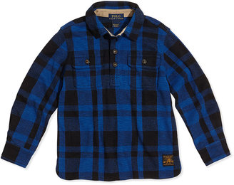 Ralph Lauren Childrenswear Plaid Polar-Fleece Hunting Shirt, Heritage Blue, 2T-3T