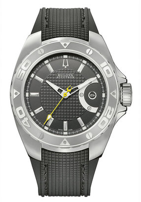 Bulova Accutron Watch, Men's Automatic Curacao Black Rubber Strap 63B130