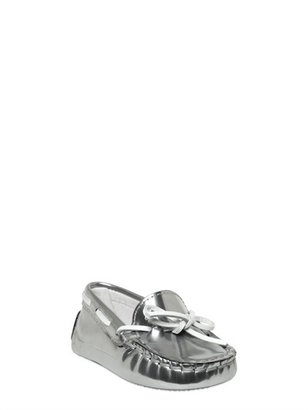 Tod's Brushed Metallic Leather Loafers