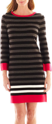 Jessica Howard Long-Sleeve Striped Sweater Dress