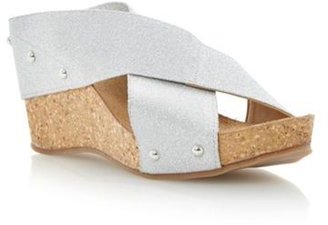 Roberto Vianni Silver elastic strap wedge sandal