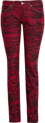 Etoile Isabel Marant Iti tiger-print corduroy mid-rise skinny jeans