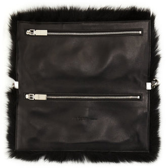 Alexander McQueen Folded Fur Clutch Bag, Black