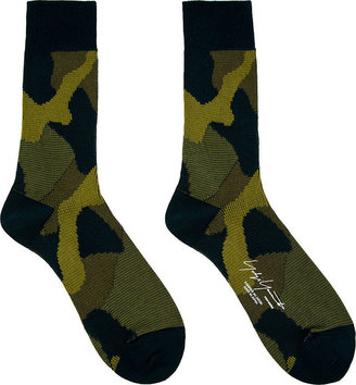 Yohji Yamamoto Green & Black Camo Socks