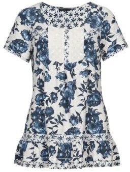 Marks and Spencer M&s Collection Pure Cotton Rose Print Top