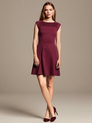 Banana Republic Pintuck Ponte Fit-and-Flare Dress