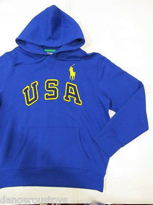 Ralph Lauren New NWT Mens Blue Polo USA Hooded Sweatshirt S M L XL XXL Big Pony